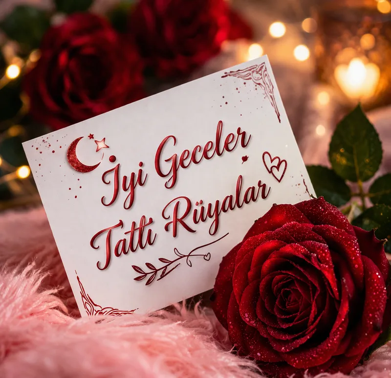 gül resimli iyi geceler mesajı