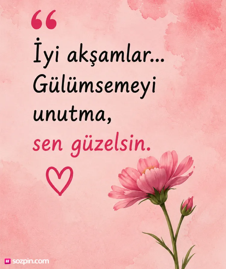 sevgiliye resimli iyi akşamlar mesajı